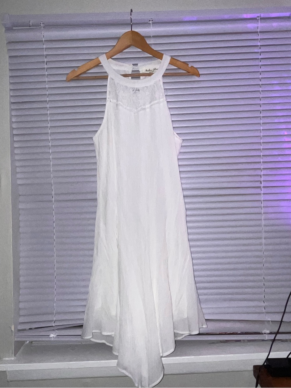 White Lace-Trim Halter dress